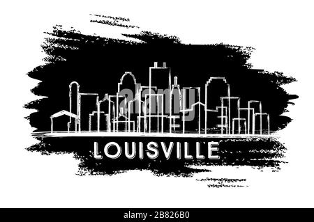 Louisville Kentucky USA City Skyline Silhouette. Hand Drawn Sketch. Business Travel and Tourism Concept with Historic Architecture. Stock Vector