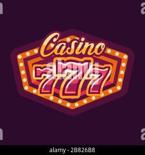 Casino 777 red retro marquee sign flat illustration Stock Vector