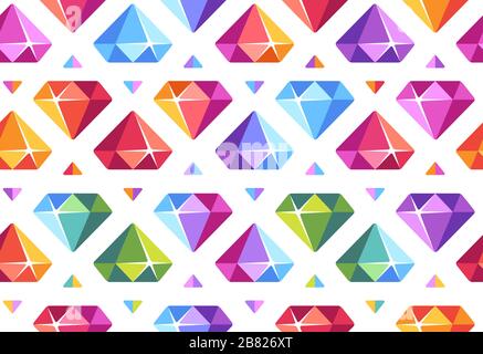 Colorful diamond seamless pattern. Precious jewel background Stock Vector