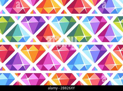 Precious jewel seamless pattern. Colorful diamond background Stock Vector