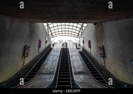 Empty DC Metro as a result of Social Distancing from COVID-19 Pandemic. Stock Photo