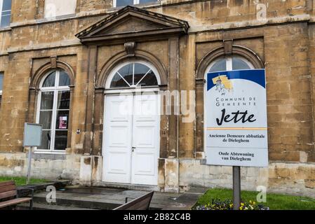 Jette, Brussels Capital Region / Belgium - 02 14 2020: The ancient Abbey of Dieleghem, with the museum of the Jette county and the wedding ceremony ha Stock Photo