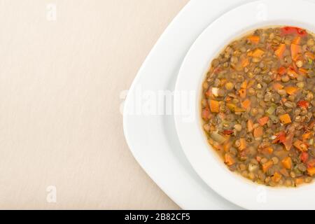 lentil soup in bowl Stock Photo