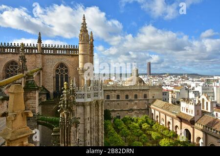 Panoramic image of the historic center of Seville Stock Photo