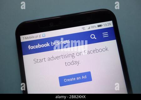 Facebook Business website on smartphone Stock Photo