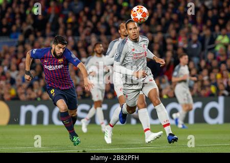 Virgil van Dijk during the first leg of the Champions League quarter