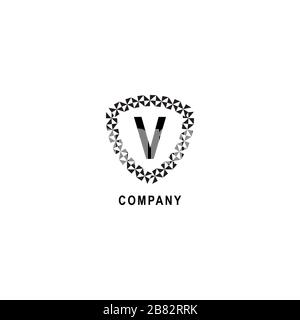 Letter V alphabetic logo deisgn template isolated on white background. Insurance company logo concept. Geometric shield sign illustration Stock Vector