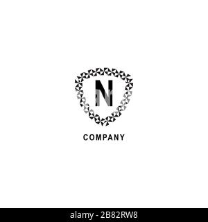 Letter N alphabetic logo deisgn template.  Geometric shield sign illustration. Insurance company logo concept  isolated on white background. Stock Vector