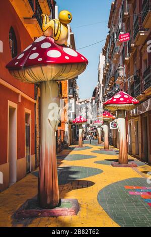 The Colorful, Whimsical and Dreamlike Mushroom Street at Calle San Francisco Stock Photo