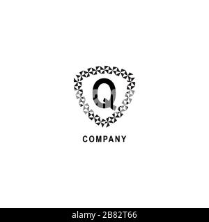 Letter Q alphabetic logo deisgn template. Insurance company logo concept  isolated on white background. Geometric shield sign illustration. Stock Vector