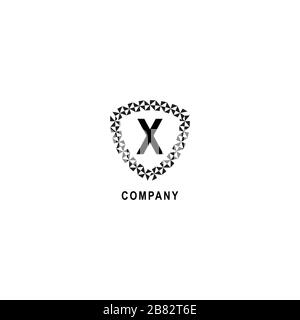 Letter X alphabetic logo deisgn template isolated on white background. Geometric shield sign illustration. Insurance company logo concept. Stock Vector