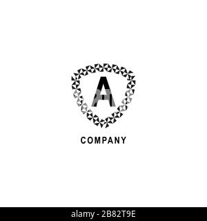 Letter A alphabetic logo deisgn template. Geometric shield sign illustration isolated on white background. Insurance company logo concept. Stock Vector