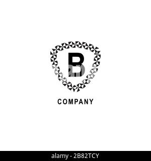 Letter B alphabetic logo deisgn template. Insurance company logo concept. Geometric shield sign illustration isolated on white background. Stock Vector