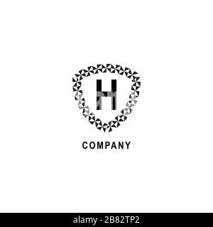 Letter H alphabetic logo deisgn template. Insurance company logo concept isolated on white background. Geometric shield sign illustration. Stock Vector