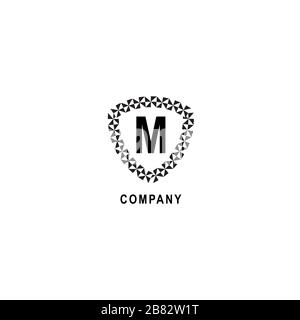 Letter M alphabetic logo deisgn template. Insurance company logo concept  isolated on white background. Geometric shield sign illustration Stock Vector