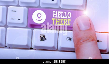 Handwriting text Hello There. Conceptual photo a way to get someone s is attention more strongly upon greeting Stock Photo