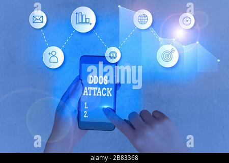 Handwriting text writing Ddos Attack. Conceptual photo perpetrator seeks to make a network resource unavailable to user Stock Photo