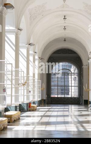 Royal palace of Naples, Campania, Italy, september 2017. Interior view of the baroque and neoclassic old and majestic Royal Palace Stock Photo