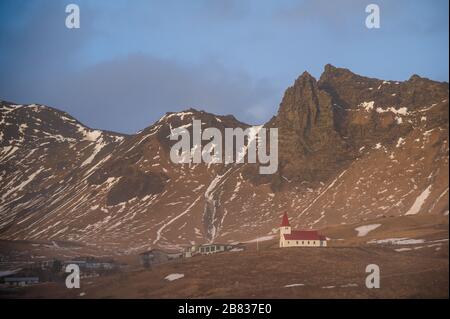 A quiet evening in Vik Iceland. Stock Photo