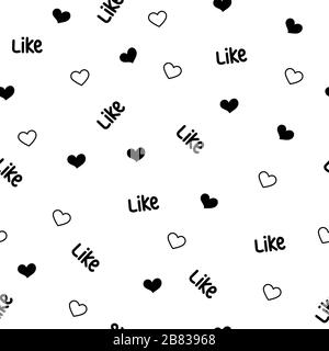 seamless pattern with small black elements on a white background , like, hearts. OK, good, positive. for background, texture. Stock Vector