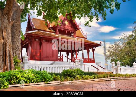 Pavilion near Phra Sumen Fort at Santichai Prakan Park in Bangkok, Thailand. Stock Photo