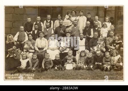 Early 1900's image of Belgian refugees in Barnsley, Yorkshire, England, U.K. dated 1914 Stock Photo