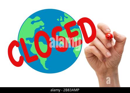 Planet earth closed for business. Concept for lockdown due to virus Stock Photo