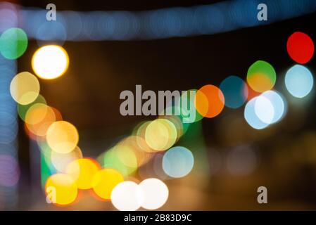Color bokeh large circles of light scattered celebration atmosphere Stock Photo