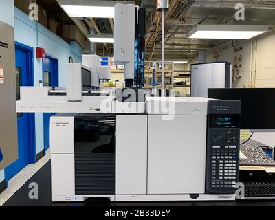 Cambridge MA USA - 3/16/2020 - Agilent 7890B GC-MS for Gas chromatography–mass spectrometry Stock Photo