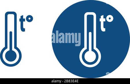 Painted glass thermometer. Option in a circle and without it. Vector blue icons. Stock Vector