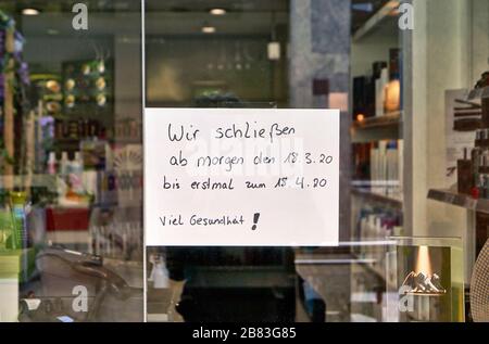 Closed sign in German script. Written by hand. Stock Photo