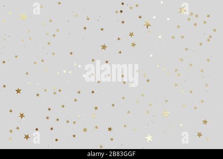 Falling confetti background. Sparkles on pastel grey trendy background. Festive backdrop for your projects. Stock Photo