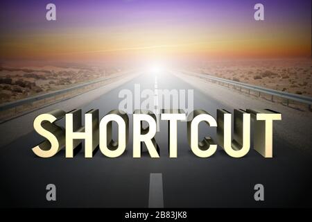 Shortcut concept, road - 3D rendering Stock Photo