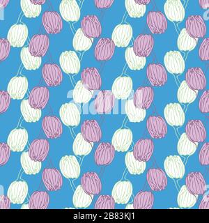 hand drawn tulip heads seamless vector pattern Stock Vector
