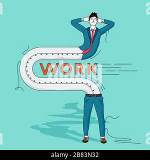 A businessman bending to avoid doing any work. Work shy people concept vector illustration. Stock Vector
