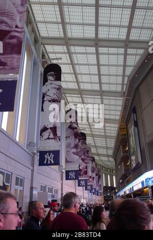 Photo taken on April 18, 2023, shows a team store at Yankee Stadium in New  York selling a T-shirt (C) featuring New York Yankees slugger Aaron Judge  and an opposing player, Shohei