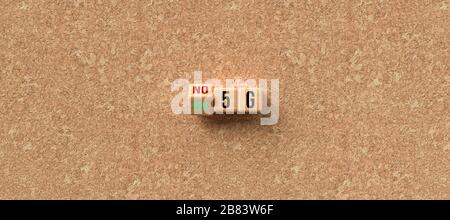 cubes with the text 5G and the option between NO and YES on cork background - 3d rendered illustration Stock Photo
