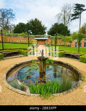 Bridge End Gardens Saffron Walden Essex in the Spring. Created in about 1840 by Francis Gibson, a Quaker Stock Photo