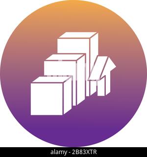 statistics bars with arrow block style icon Stock Vector