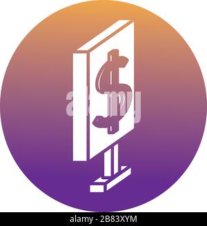 commercial tag with money symbol block style Stock Vector