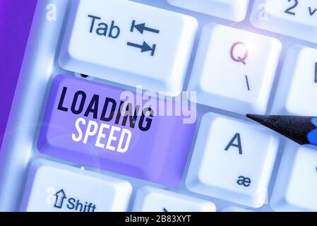 Writing note showing Loading Speed. Business concept for time takes to download and display the content of a web page Stock Photo