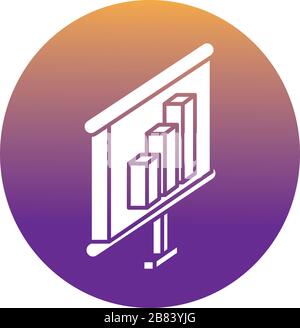 desktop with statistics bars block style icon Stock Vector