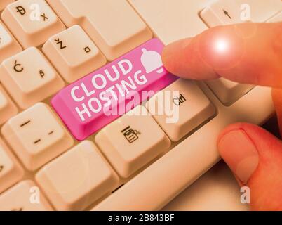 Writing note showing Cloud Hosting. Business concept for the alternative to hosting websites on single servers Stock Photo
