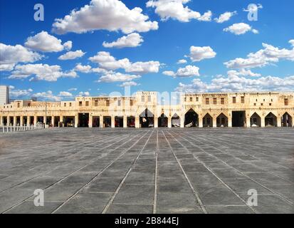 A View of Souq Waqif, an old traditional bazaar and famous for  entertainment, arts, restaurant and shops for souvenir - Doha, Qatar Stock Photo