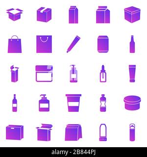 Packaging gradient icons on white background, stock vector Stock Vector