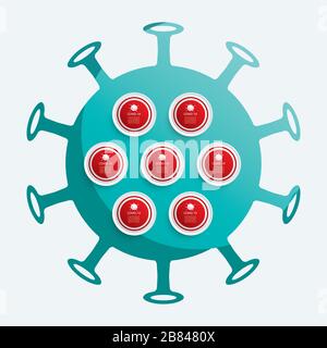 7 infographic circle and network template for virus covid-19 data. Stock Vector