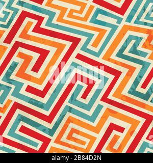 vintage spirals seamless pattern with grunge effect Stock Vector