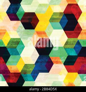 vintage rhombus seamless pattern with grunge effect Stock Vector