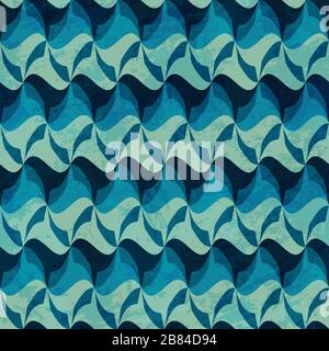 wave seamless pattern with grunge effect Stock Vector