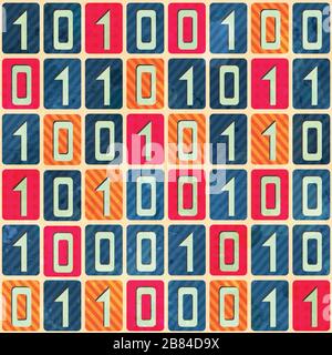 vintage tech seamless pattern with grunge effect Stock Vector
